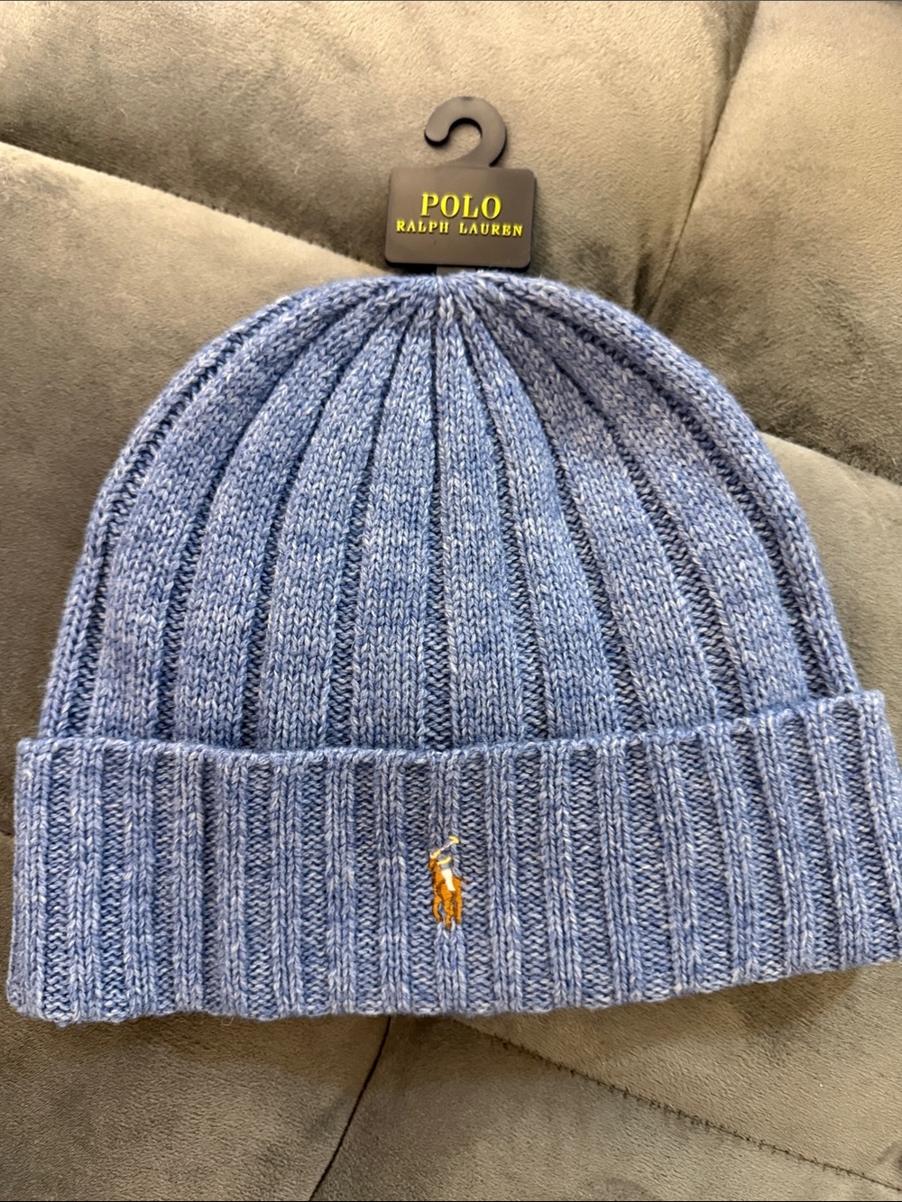 Polo by Ralph Lauren Light Blue Ribbed Knit Beanie
